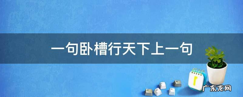 一句卧槽行天下上一句 一句卧槽行天下的上一句