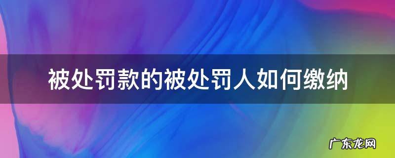 被罚款了怎么缴费 被处罚款的被处罚人如何缴纳