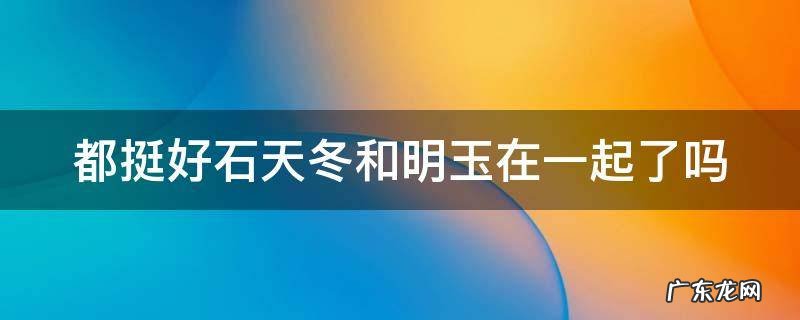 都挺好石天冬和明玉在一起了吗 都挺好石天冬和苏明玉最后在一起了吗