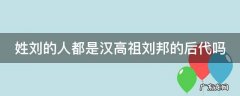 姓刘的人都是汉高祖刘邦的后代吗视频 姓刘的人都是汉高祖刘邦的后代吗