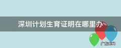办深圳计划生育证明需要什么证件 深圳计划生育证明在哪里办