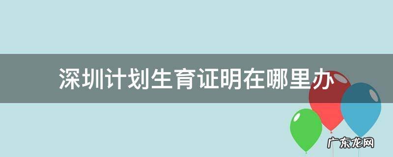 办深圳计划生育证明需要什么证件 深圳计划生育证明在哪里办