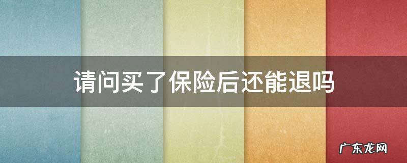 请问买了保险后还能退吗 买了保险后可以退保吗