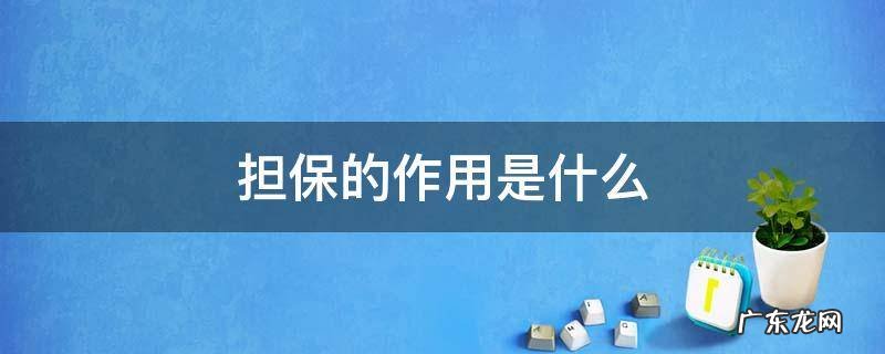 担保人的作用是什么 担保的作用是什么