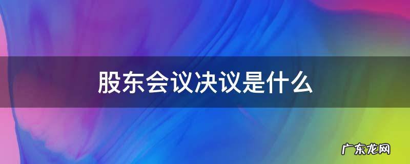 股东会议决议是什么 什么叫股东会决议
