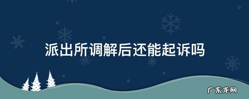 派出所调解后还能起诉吗 轻伤派出所调解后还能起诉吗