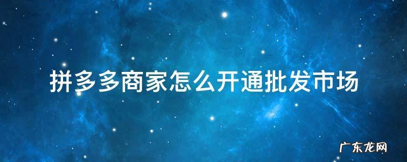 拼多多商家怎么开通批发市场 拼多多商家怎么加入多多批发