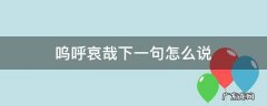 呜呼哀哉是谁说的 呜呼哀哉下一句怎么说