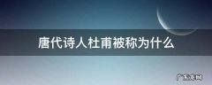 唐代诗人杜甫被后人称之为什么 唐代诗人杜甫被称为什么