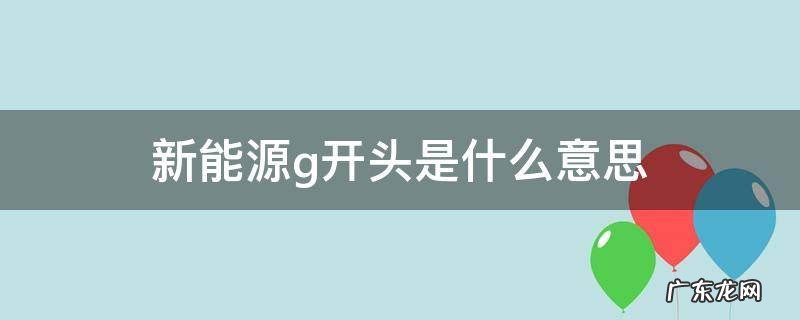g开头的新能源车 新能源g开头是什么意思