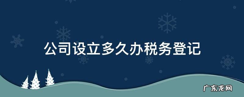 公司成立多久税务登记 公司设立多久办税务登记