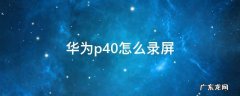 华为p40pro手机怎么录屏 华为p40怎么录屏