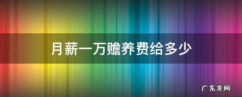 月入一万给父母多少赡养费合适 月薪一万赡养费给多少