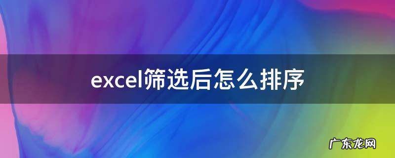 excel筛选后怎么排序123简单方法 excel筛选后怎么排序