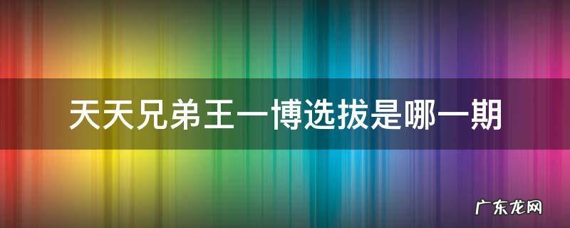 王一博当选天天兄弟是哪一期 天天兄弟王一博选拔是哪一期
