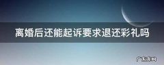 离婚后还能起诉要求退还彩礼吗法院 离婚后还能起诉要求退还彩礼吗