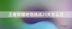 王者荣耀绝悟挑战20关怎么过视频 王者荣耀绝悟挑战20关怎么过
