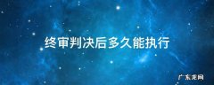 终审判决后多久可以执行 终审判决后多久能执行