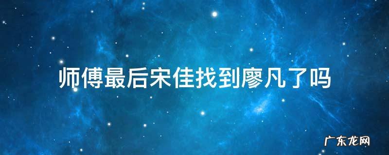 师傅最后宋佳找到廖凡了吗 宋佳和廖凡演的师傅