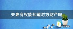 夫妻有权知道对方存款吗 夫妻有权能知道对方财产吗
