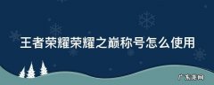 荣耀之巅称号怎么的 王者荣耀荣耀之巅称号怎么使用