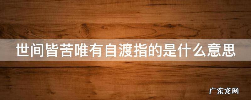 世间皆苦唯有自渡指的是什么意思 世间皆苦 唯有自渡什么意思