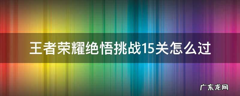 王者荣耀绝悟挑战15关怎么过 王者荣耀绝悟挑战15关怎么打