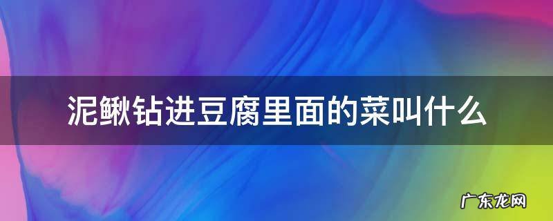 泥鳅钻进豆腐里面的菜叫什么 泥鳅钻豆腐的菜名叫什么