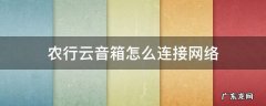 农行云音箱怎么连接网络 农行云音箱怎么配网