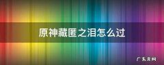 原神藏匿之泪怎么过视频 原神藏匿之泪怎么过