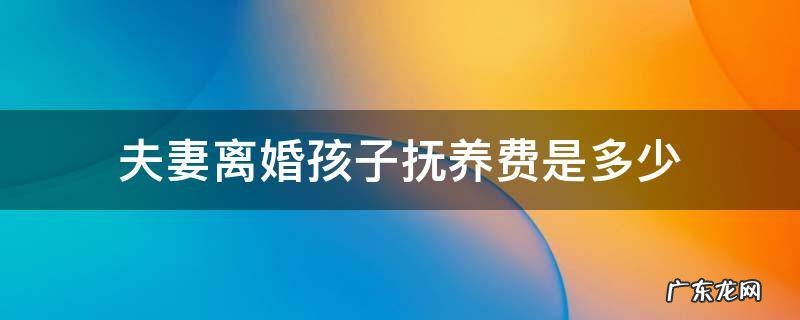 夫妻离婚孩子抚养费是多少 夫妻离婚孩子的抚养费是多少