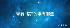带有辰的字有哪些股票 带有“辰”的字有哪些