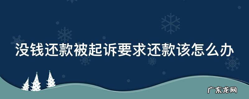 没钱还款被起诉要求还款该怎么办 没钱还款被起诉要求还款该怎么办呢