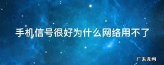 手机信号很好为什么网络用不了 手机信号蛮好为什么网络不行