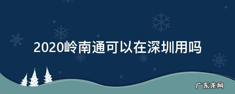深圳能不能用岭南通 2020岭南通可以在深圳用吗