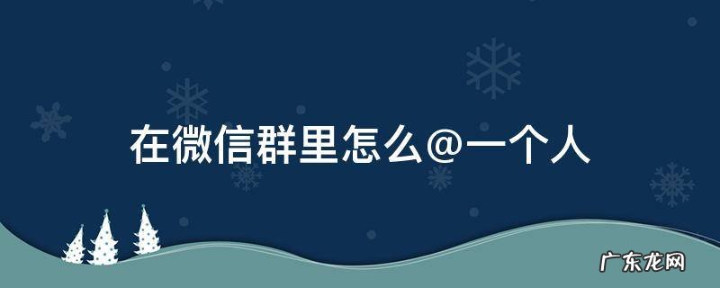 在微信群里怎么@一个人 在微信群里怎么@一个人怎么弄