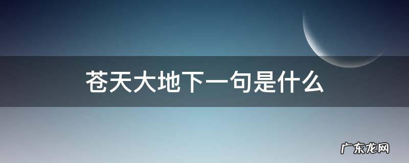 苍天大地什么意思 苍天大地下一句是什么