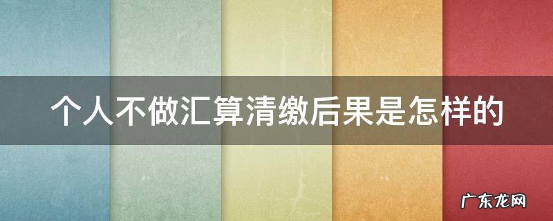 个人不做汇算清缴后果是怎样的