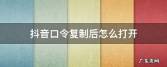 抖音口令复制后怎么打开 抖音口令复制后怎么打开2020