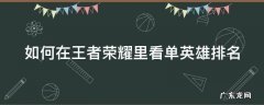 王者荣耀怎么查看单英雄排名 如何在王者荣耀里看单英雄排名