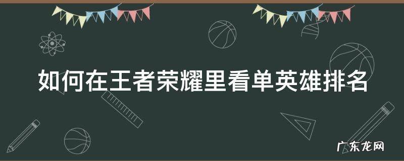 王者荣耀怎么查看单英雄排名 如何在王者荣耀里看单英雄排名