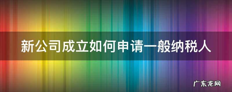 新公司成立如何申请一般纳税人 新公司成立申请一般纳税人的条件