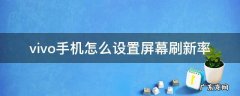 vivo手机怎么设置屏幕刷新率 vivo屏幕刷新率在哪设置