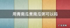 青南瓜粥怎么做好吃 用青南瓜煮南瓜粥可以吗