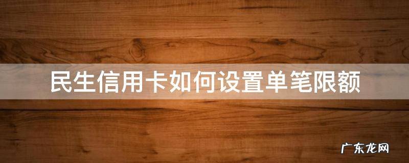民生信用卡如何设置单笔限额 如何设置银行卡单日限额