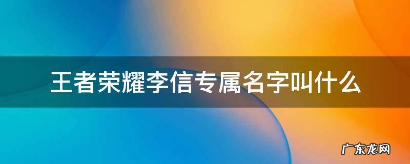 王者荣耀李信专属名字叫什么 王者荣耀李信专属id