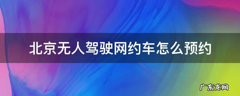 北京有自动驾驶网约车吗 北京无人驾驶网约车怎么预约
