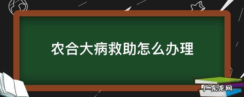 农合大病救助怎么办理 农民如何申请大病救助