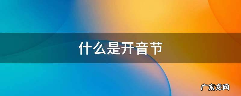 什么是开音节什么是闭音节? 什么是开音节