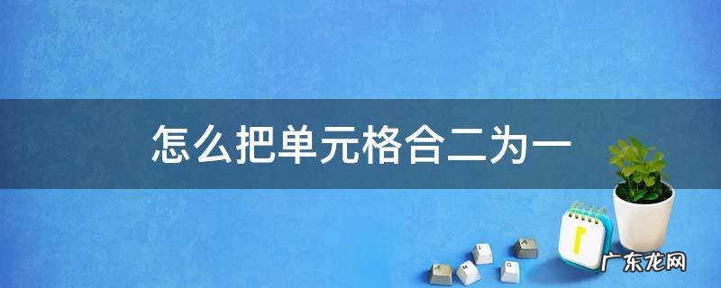 怎么把单元格合二为一 两个单元格